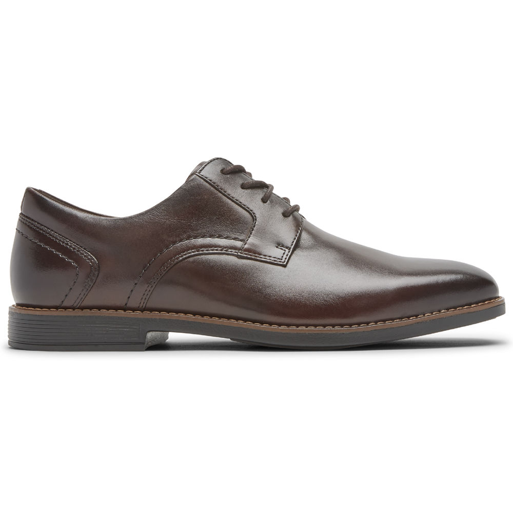 Zapatos Con Cordones Rockport Hombre Mexico - Slayter Plain Toe Shoe Marrom Oscuro - AHULZ1784